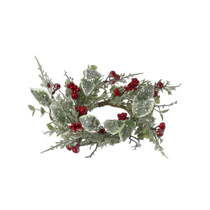 14&quot; Winter Frost w/ Berry &amp; Holly Candle Ring