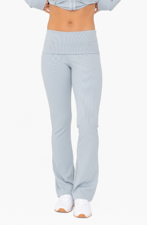Ribbed Foldover Waist Flare Lounge Pants