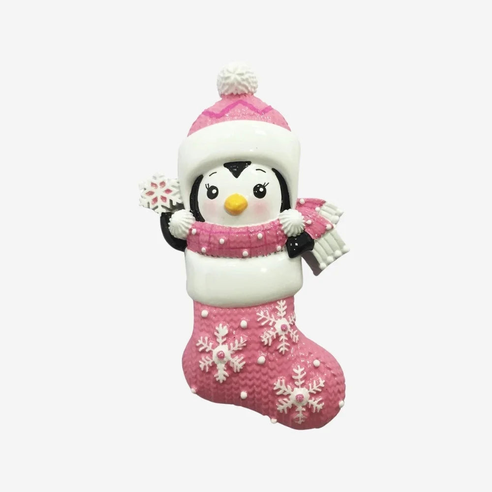 Baby Penguin in Snowflake Stocking Personalized Ornament