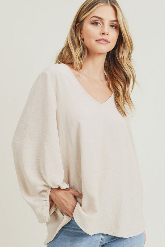 Draped Bubble Sleeve Top