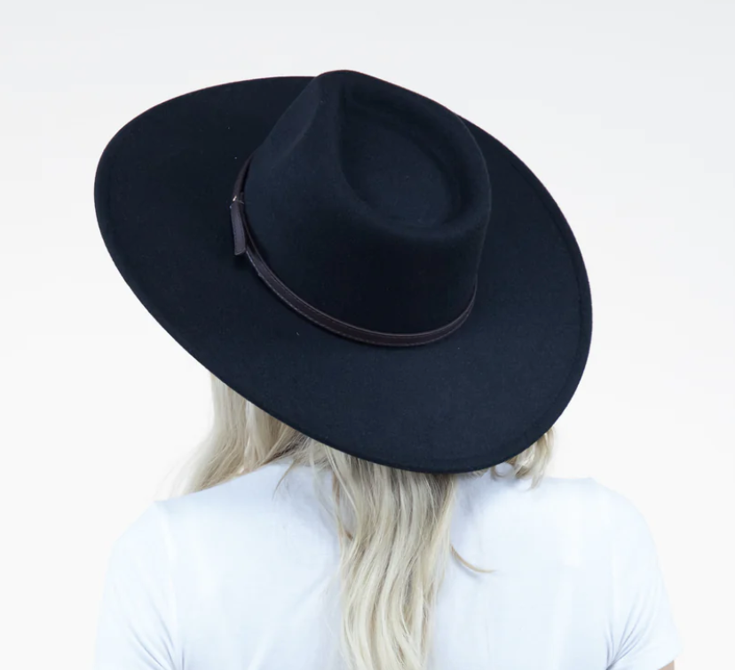 Leather Strap Teardrop Fedora