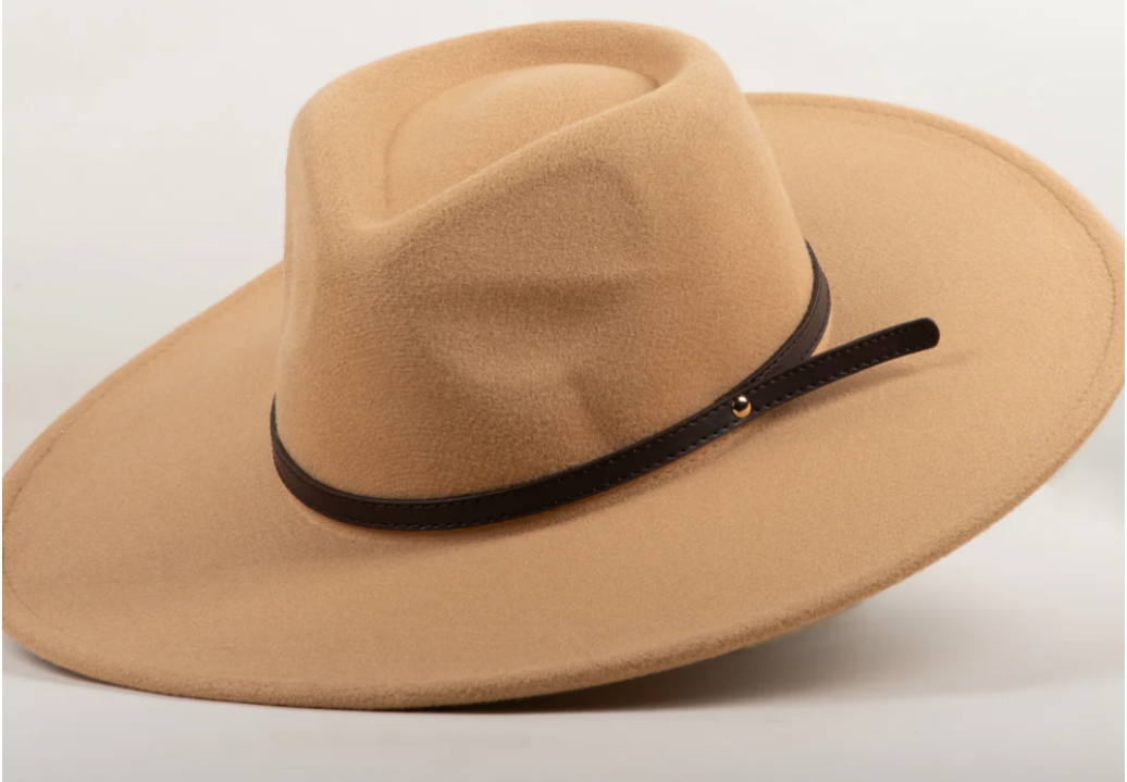 Leather Strap Teardrop Fedora