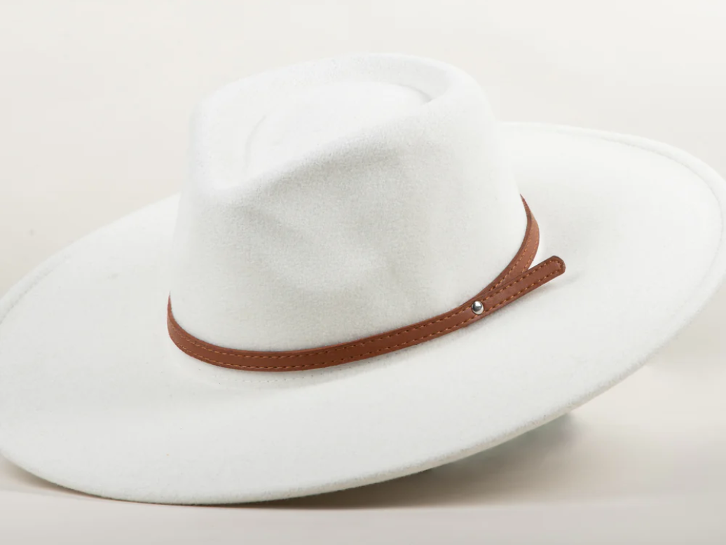 Leather Strap Teardrop Fedora