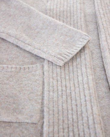 Ribbed Shawl Collar Cardigan with Pockets