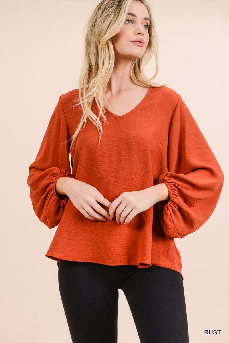 Draped Bubble Sleeve Top