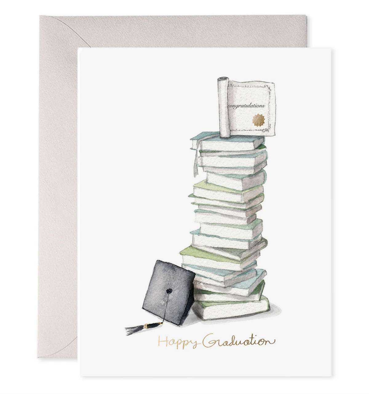 Grad Book Stack Graduation Card