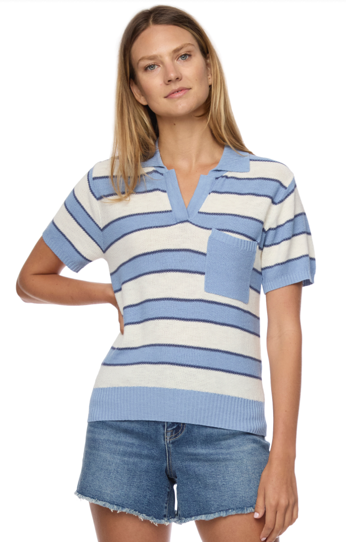 Maben Striped Polo Sweater