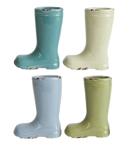 Distressed Stoneware Boot Vase