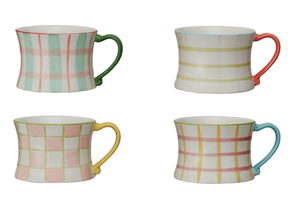 8 oz. Hand-Painted Stoneware Mug w/ Pattern