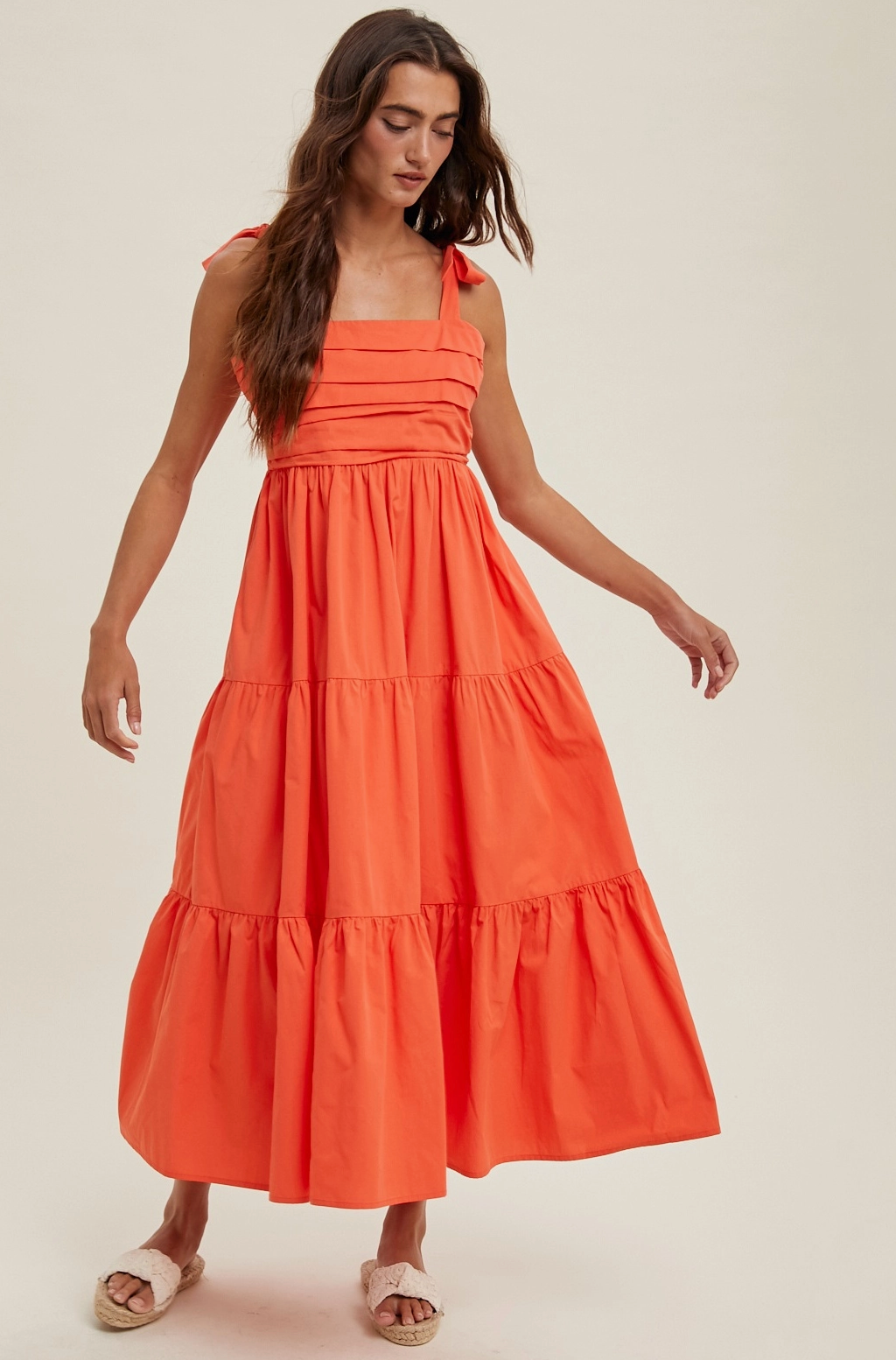 Pleated Bust Midi Dress