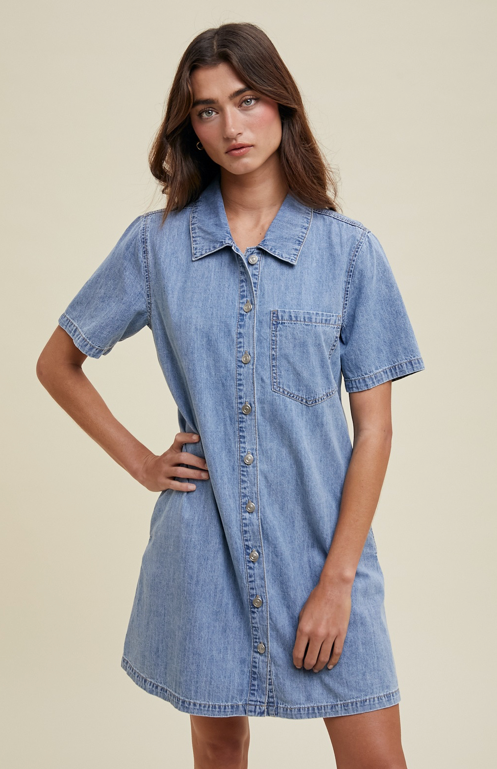 Denim Button-Up Mini Shirtdress