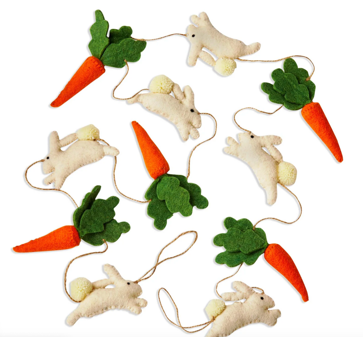 Multi Bunny &amp; Carrot Wool Felt Garland