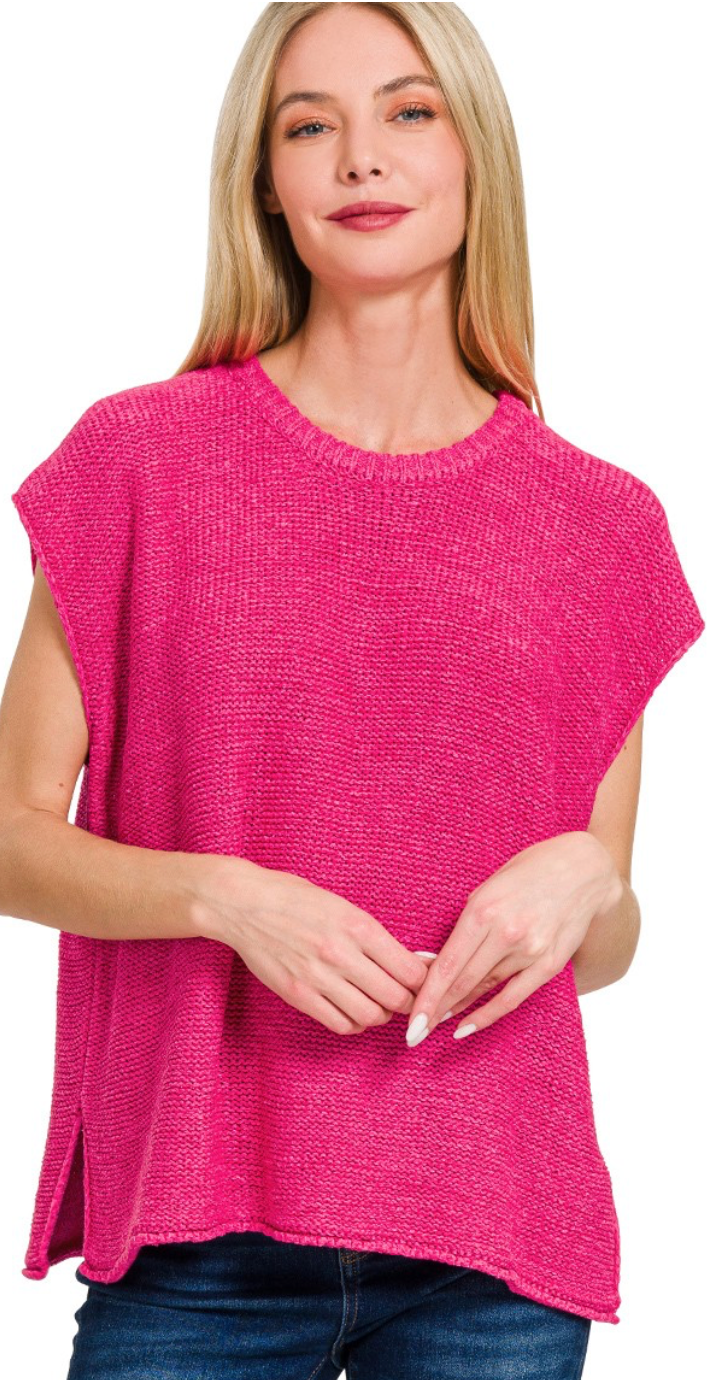 Oversized Crew Neck Sweater Vest