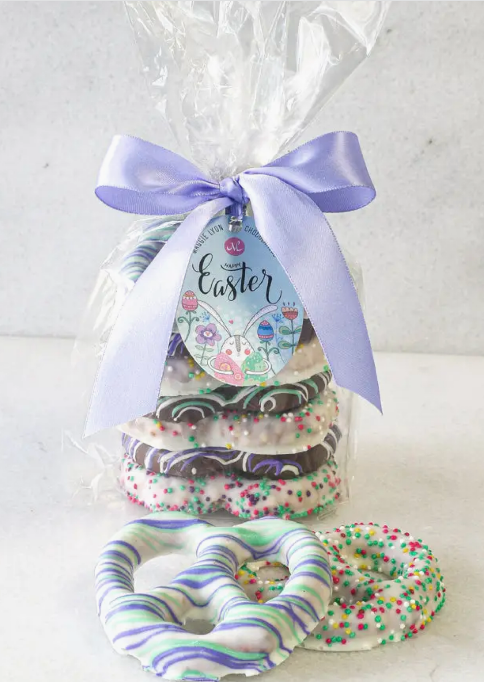 7pc Easter Chocolate Covered Pretzel Stack