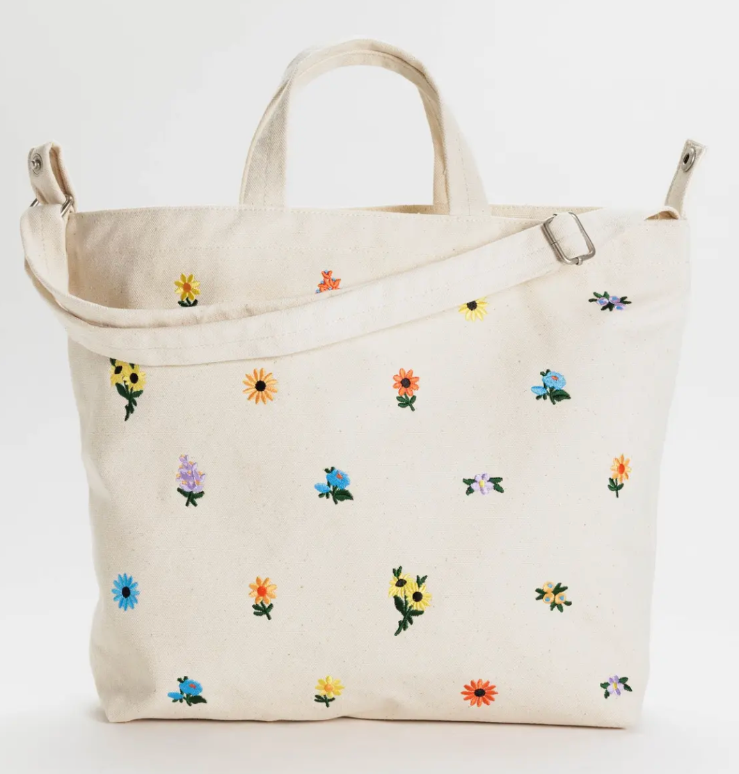 Horizontal Zip Duck Bag - Embroidered Ditsy Floral