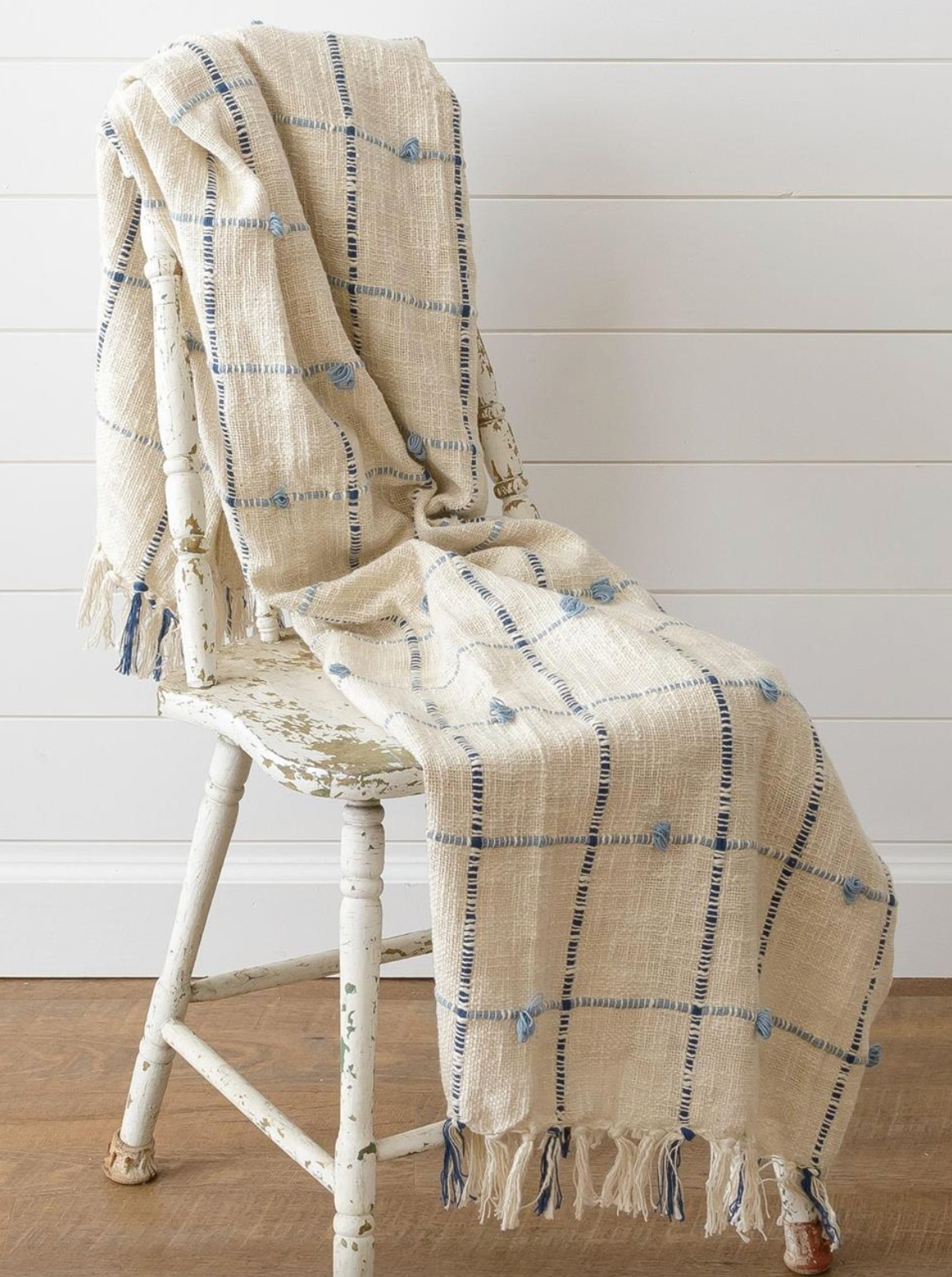 Blue Windowpane Check Blanket