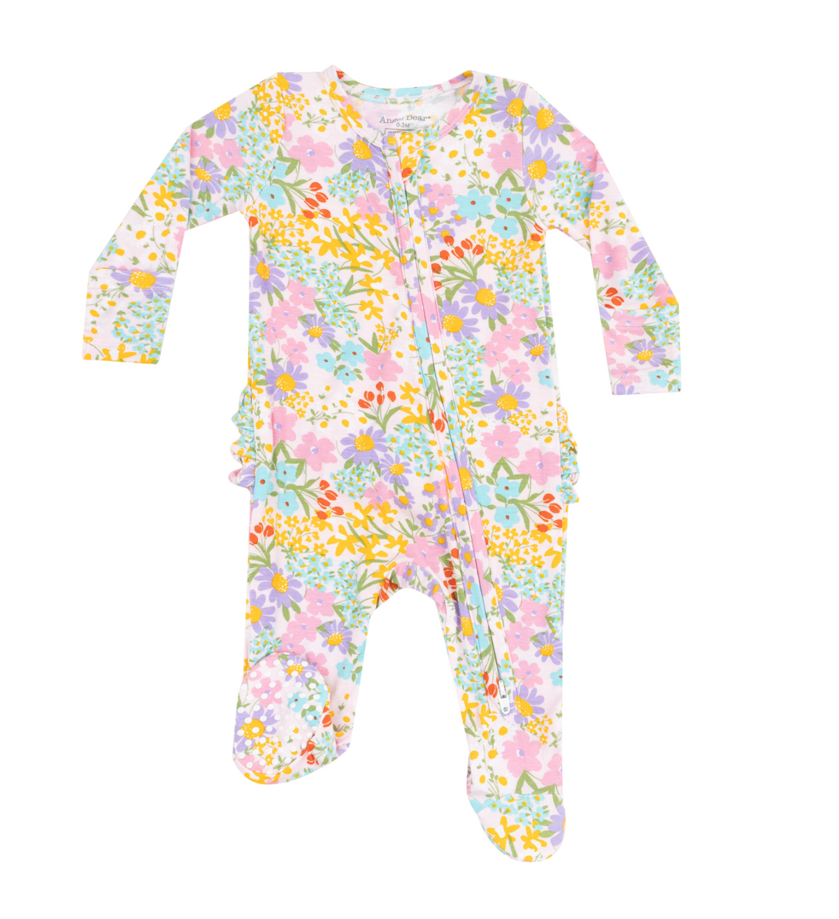 Amelia Floral 2 Way Zipper Ruffle Back Footie