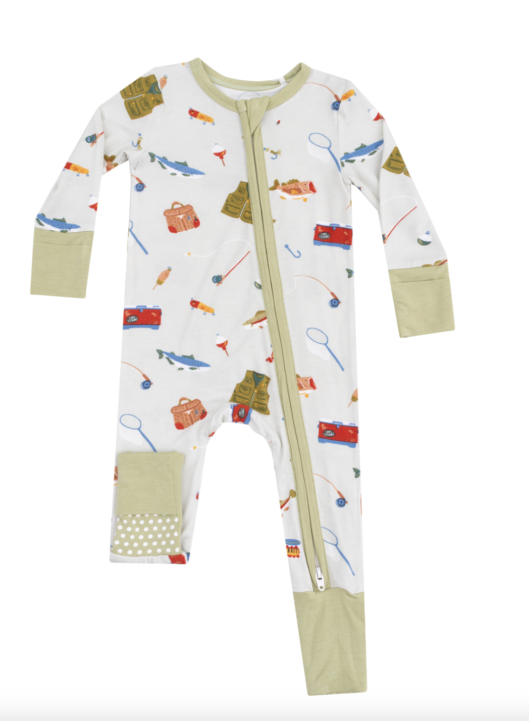 Fishing Things Green 2 Way Zipper Romper