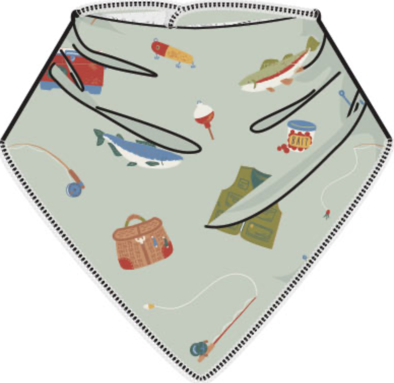 Fishing Things Green Bandana Bib
