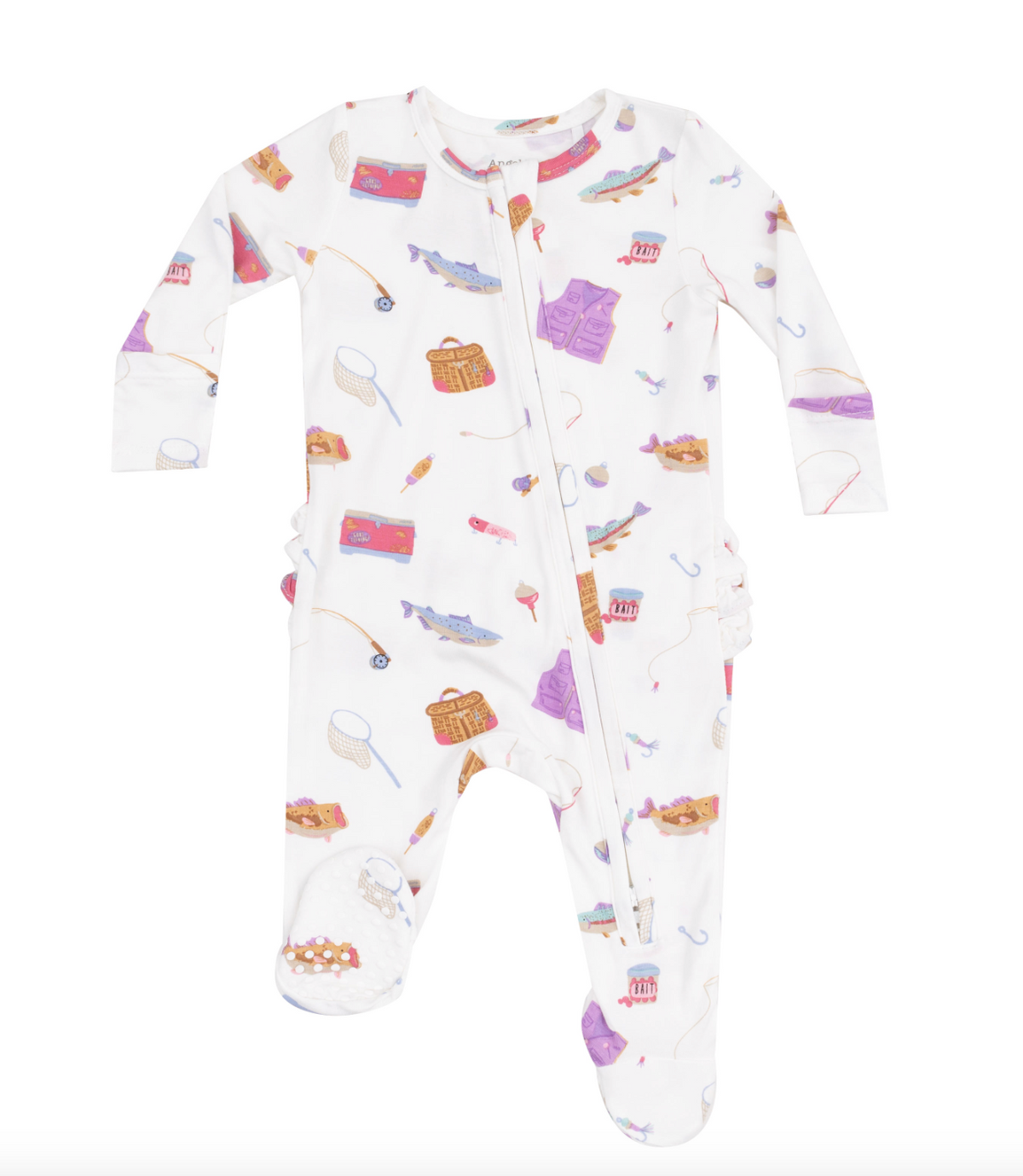 Fishing Things 2 Way Zipper Ruffle Back Footie