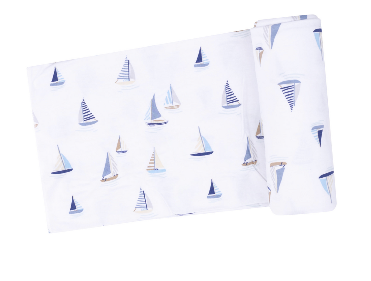 Sailboats Blue Swaddle Blanket