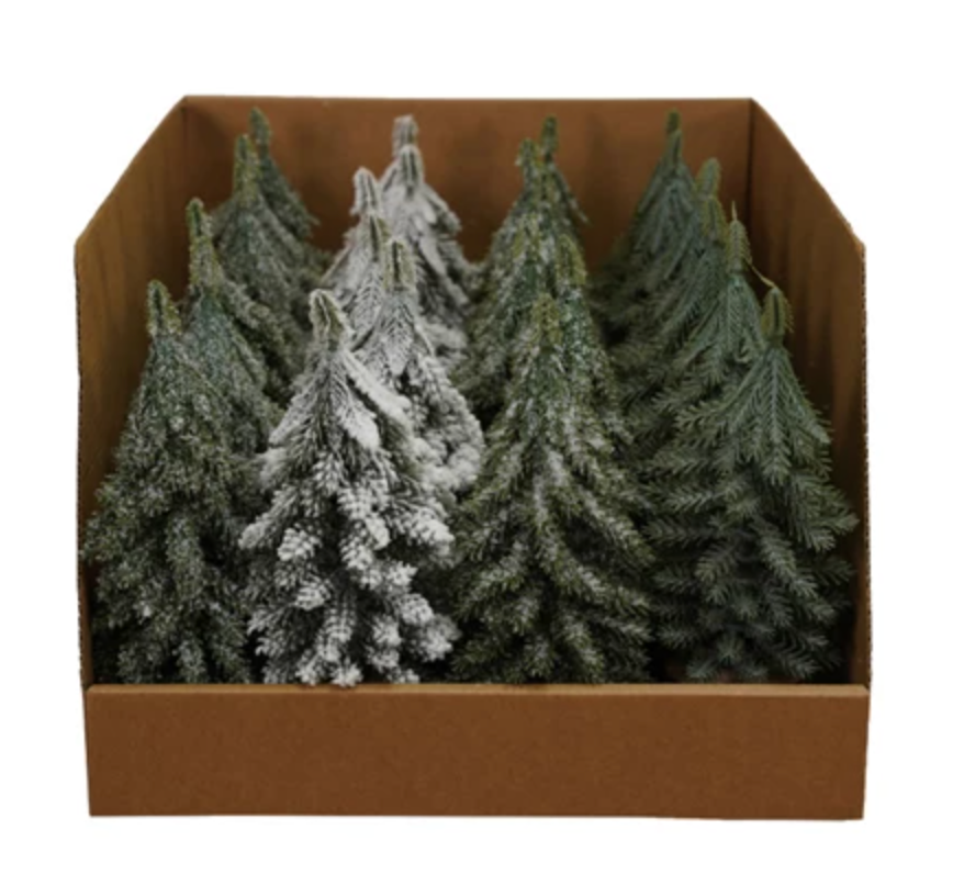Faux Evergreen Trees with Natural Wood Bases