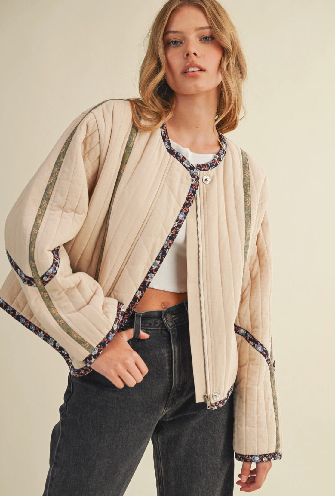 Quilted Jacket with Contrast Detail