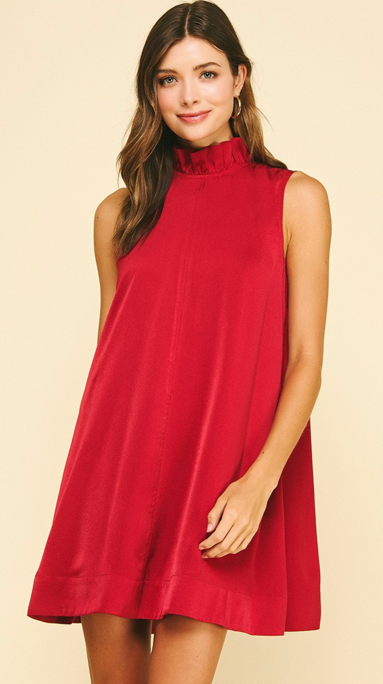 Solid Mini Dress With Back Tie Detail