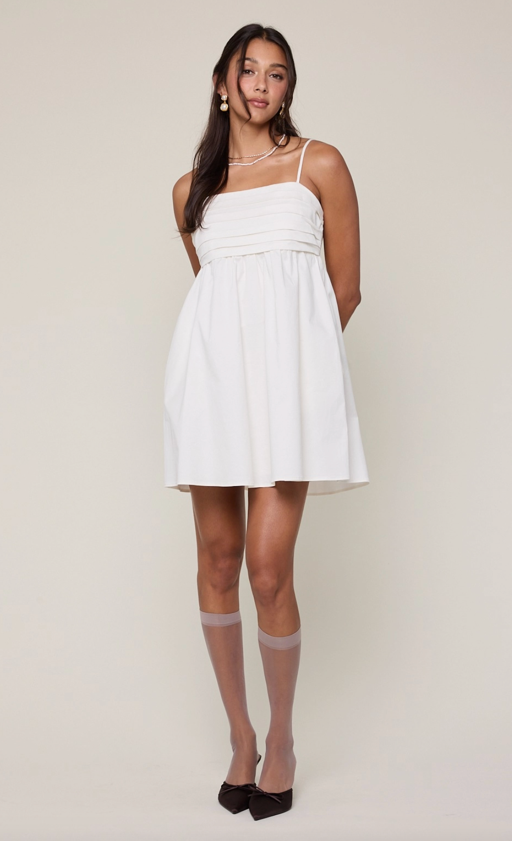 Pleated Bust Mini Dress