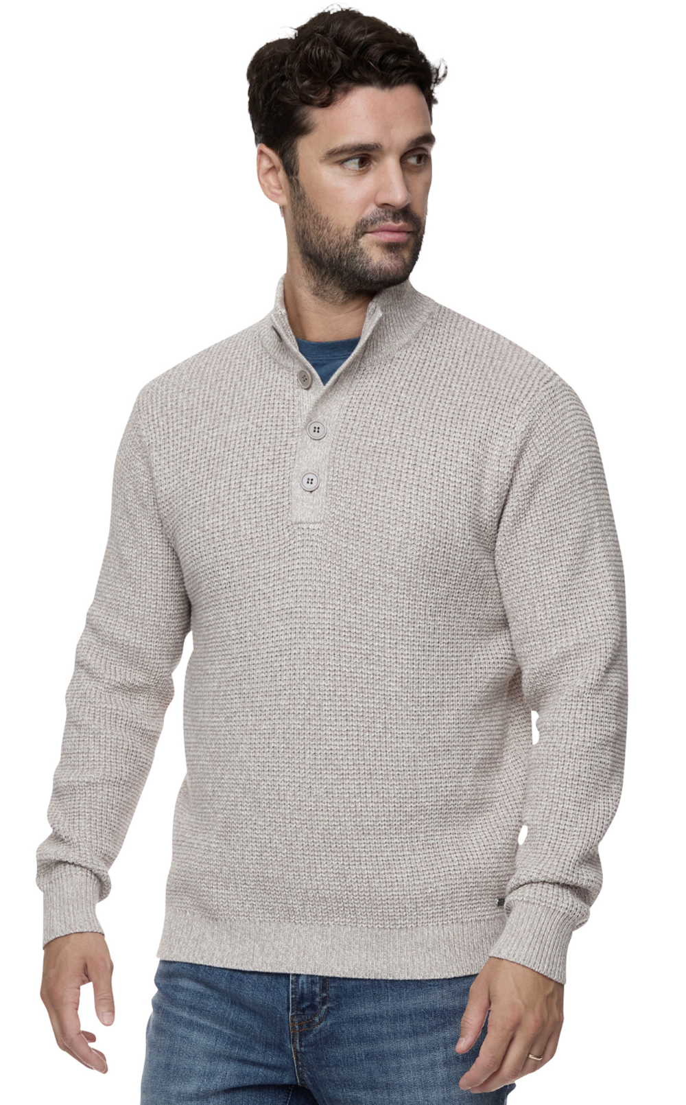 Denver 1/4 Button Mock Neck Sweater
