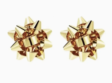 Gold Christmas Present Bow Earrings