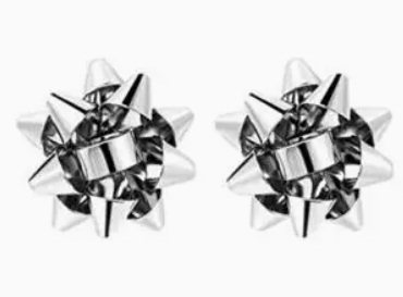 Silver Christmas Present Bow Earrings
