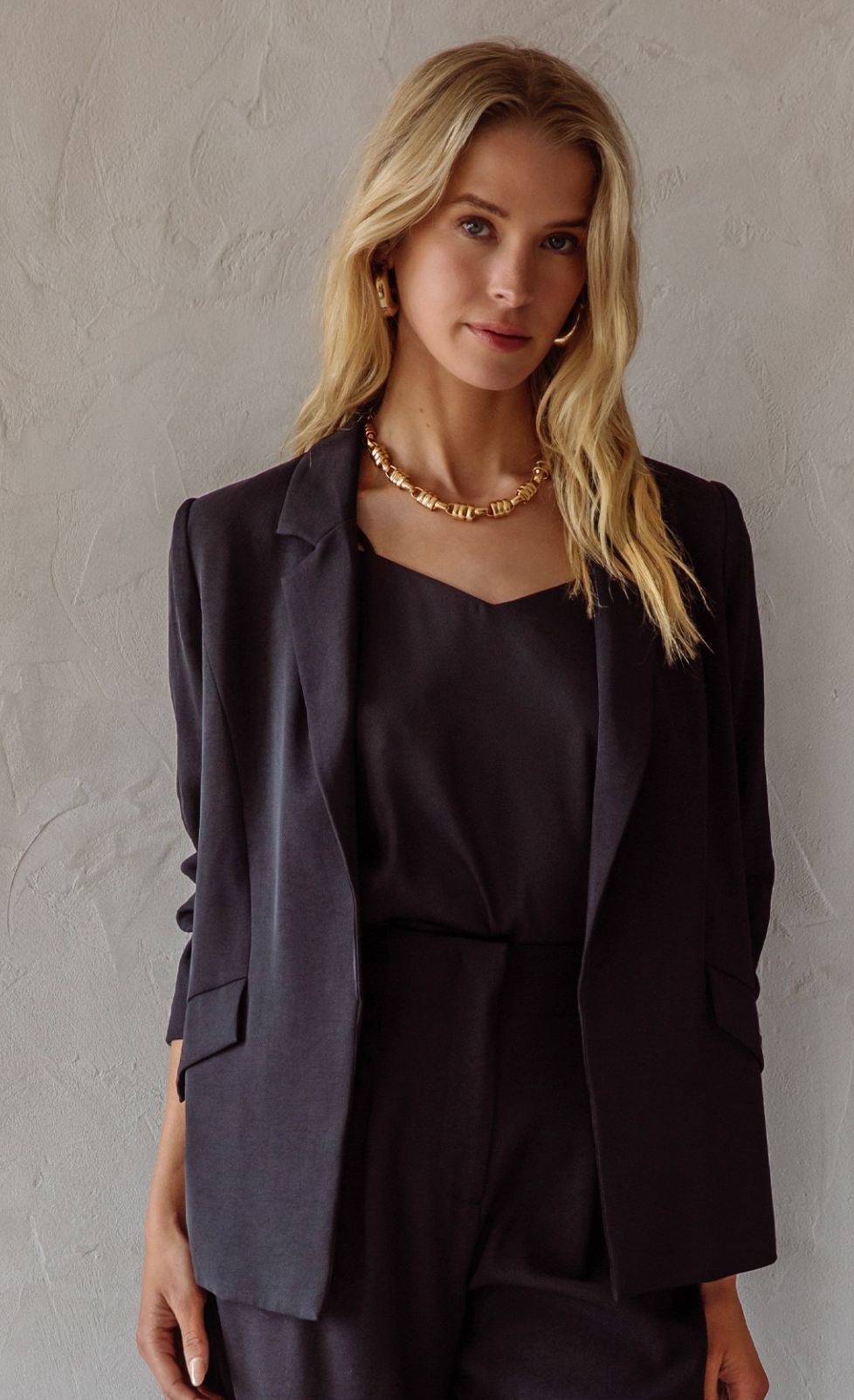 Shirred Sleeve Blazer