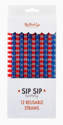 Red Stripe/Blue Star Reusable Straws