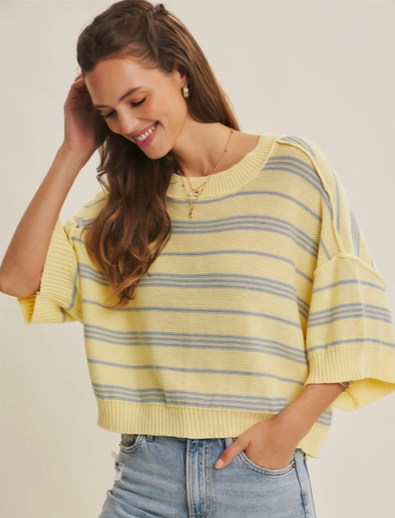 Boxy Stripe Sweater with Drop Shoulders