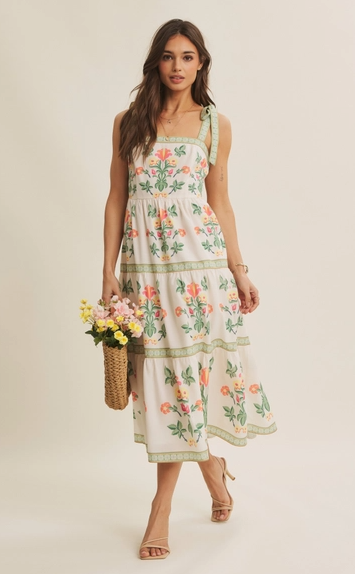 Softly Romantic Print Midi Dress