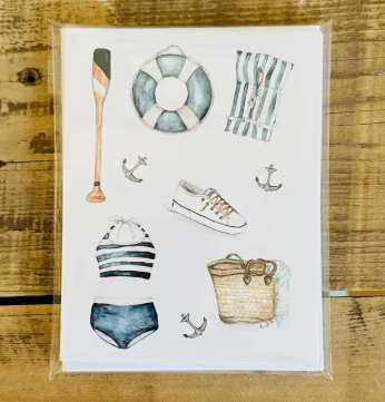 A Little Nauti Watercolor Illustrated Notecard Set