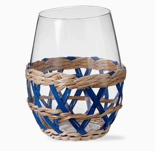 Island Stemless Wine Blue Glass