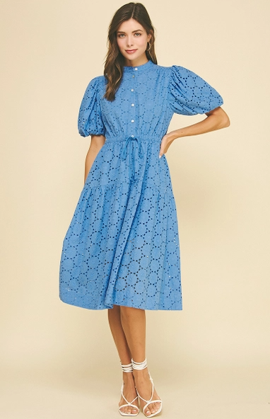 Eyelet Embroidered Midi Dress