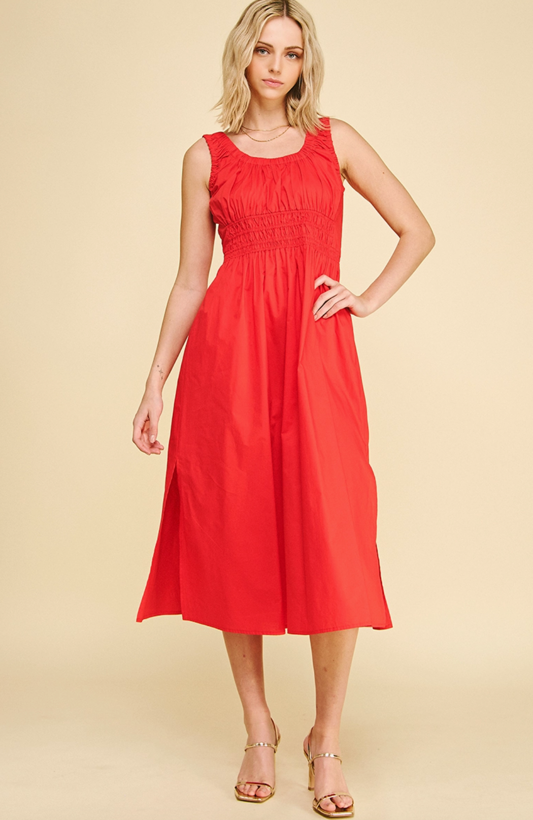 Poplin A-Line Midi Dress