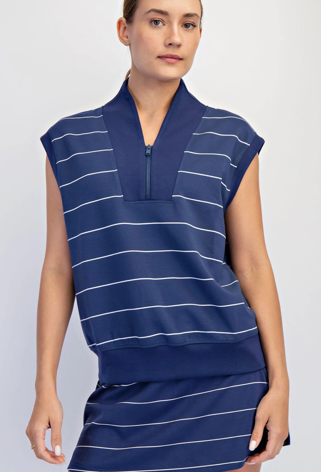 Modal Stripe V-Neck Sleeveless Top