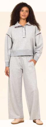 French Terry Henley w/ Plaid Trim
