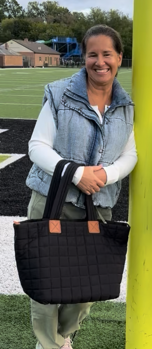 Black Nylon Quilted Tote Bag