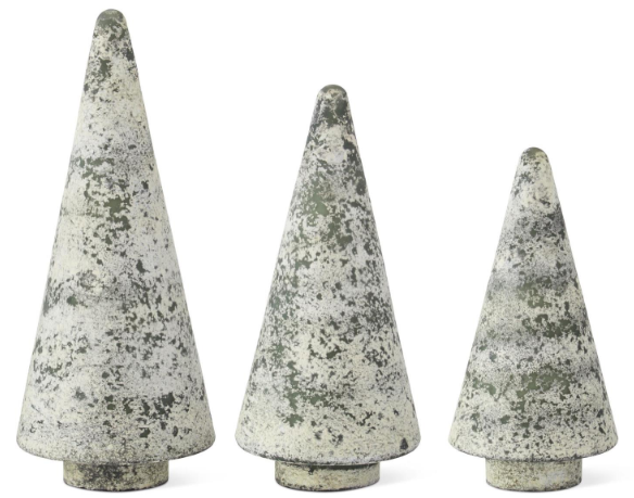 Green &amp; White Speckled Glass Christmas Trees