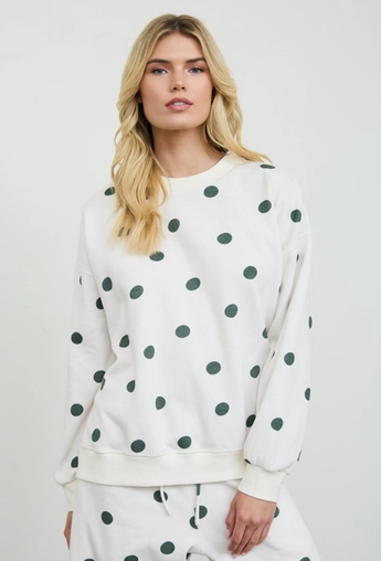 Polka Dot Boxy Crew Neck Lounge Top