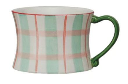 8 oz. Hand-Painted Stoneware Mug w/ Pattern