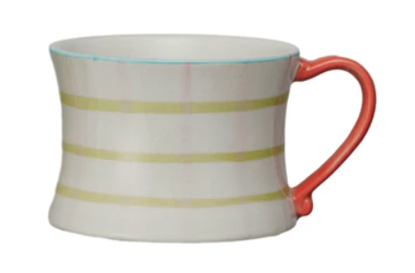 8 oz. Hand-Painted Stoneware Mug w/ Pattern