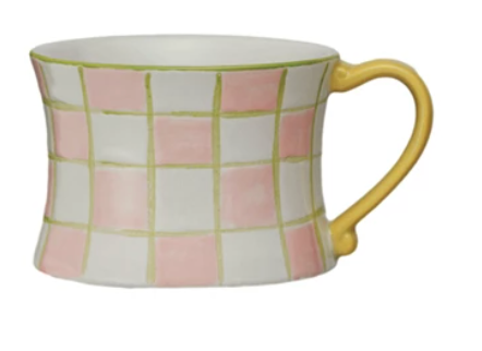 8 oz. Hand-Painted Stoneware Mug w/ Pattern