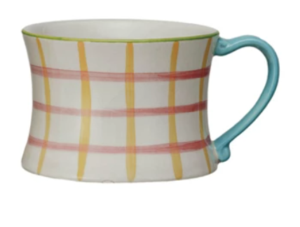 8 oz. Hand-Painted Stoneware Mug w/ Pattern