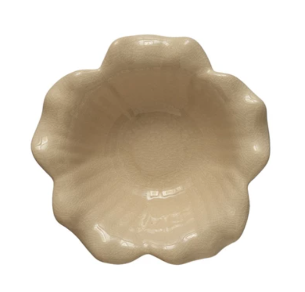 Debossed Stoneware Flower Bowl